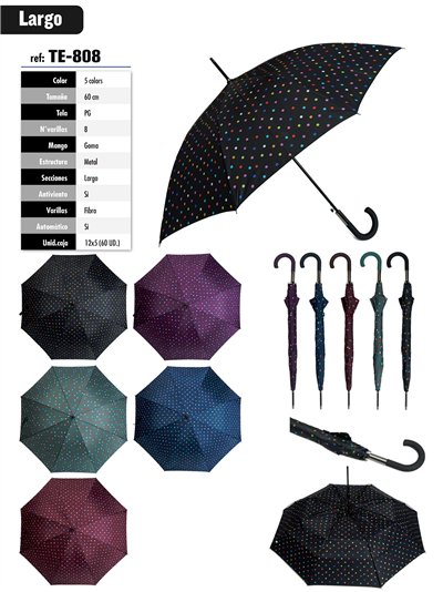 Paraguas largo automático lunares multicolor