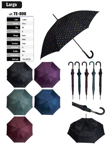 Paraguas largo automático lunares multicolor