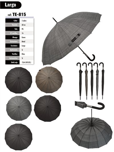 Paraguas largo automático 16 varillas estampado
