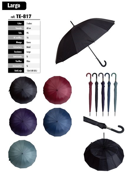 Paraguas largo automático 16 varillas topitos