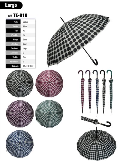 Paraguas largo automático lunares grandes