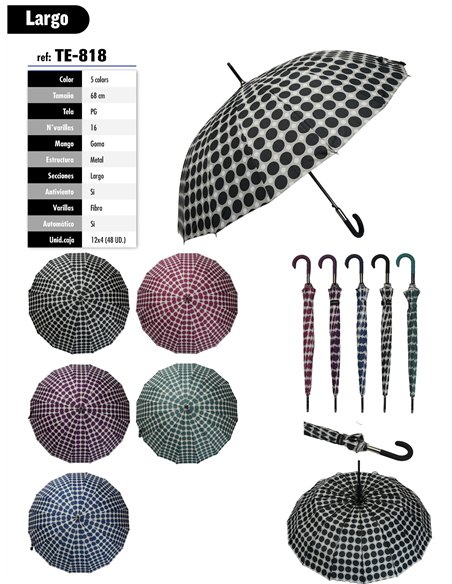 Paraguas largo automático lunares grandes