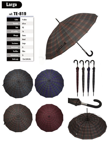 Paraguas largo automático cuadros