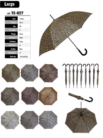 Paraguas largo automático animal print leopardo