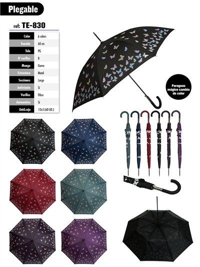 Paraguas largo automático mariposas mágicas