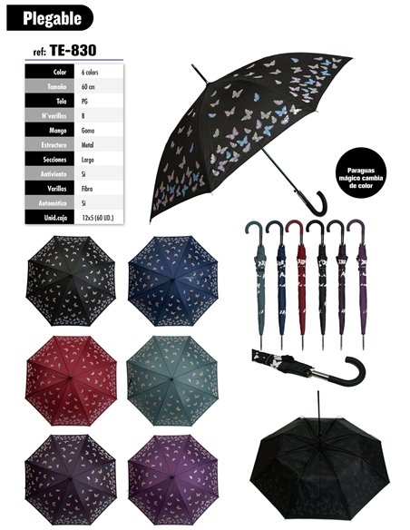 Paraguas largo automático mariposas mágicas
