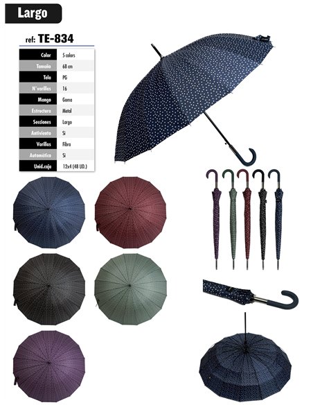 Paraguas largo automático lunares