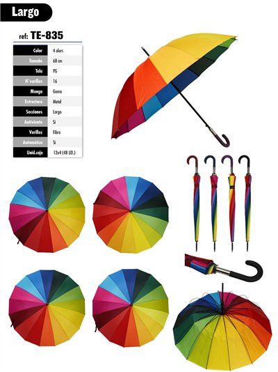 Paraguas largo automático arcoíris
