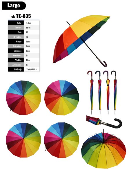Paraguas largo automático arcoíris