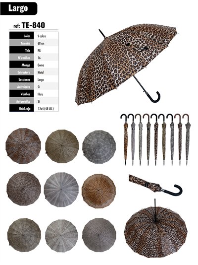 Paraguas largo automático animal print leopardo