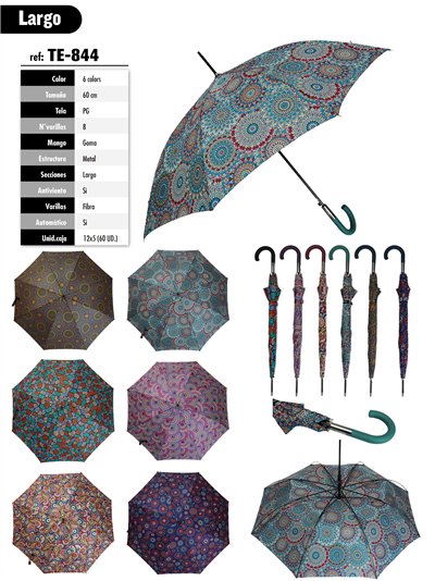 Paraguas largo automático mandalas
