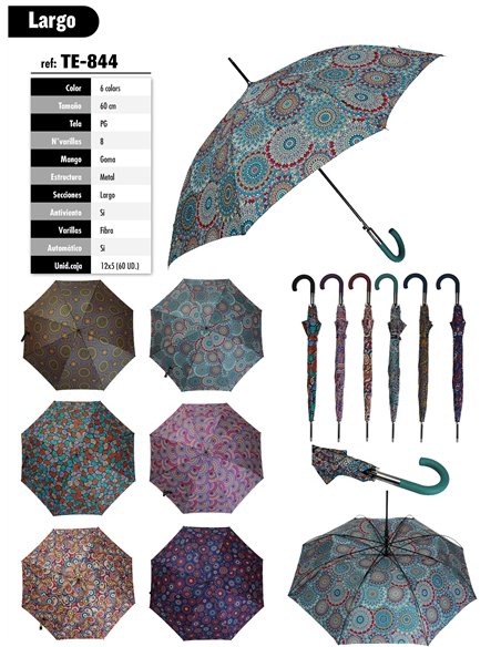 Paraguas largo automático mandalas