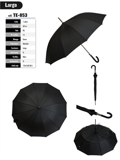 Paraguas largo automático aluminio 12 varillas
