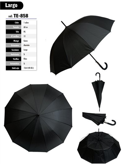 Paraguas automático 12 varillas negro