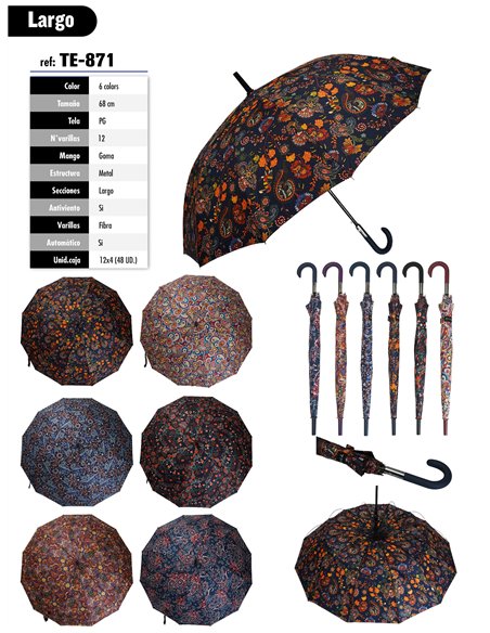 Paraguas automático estampado floral