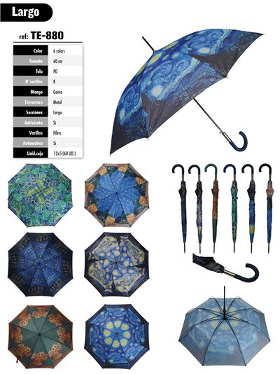 Paraguas largo automático estampado arte