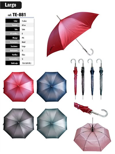 Paraguas largo satinado automático