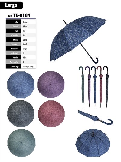 Paraguas largo automático florecitas