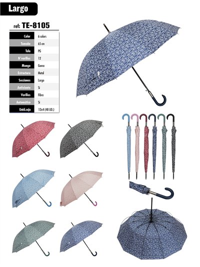 Paraguas largo automático florecitas