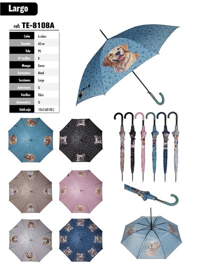 Paraguas largo automático perros