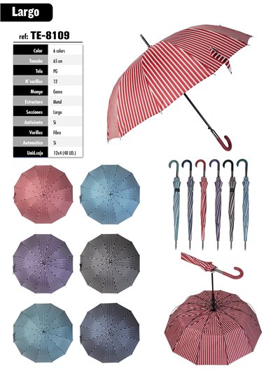 Paraguas largo automático rayas