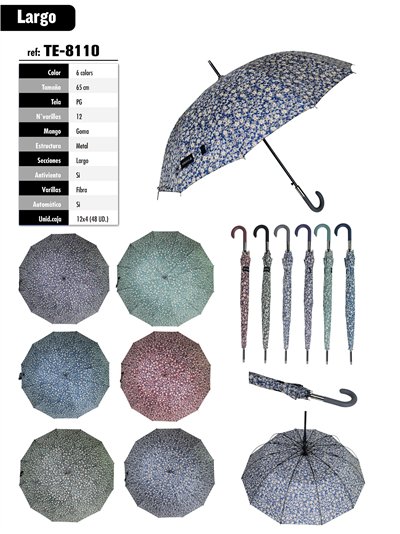 Paraguas largo automático flores
