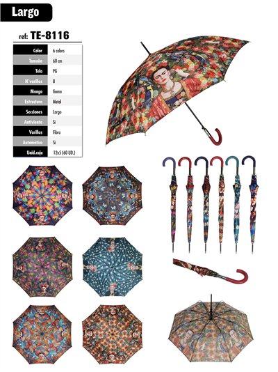 Paraguas largo automático frida kahlo