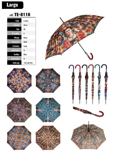 Paraguas largo automático frida kahlo