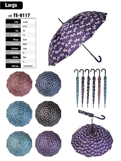 Paraguas largo automático perros silueta