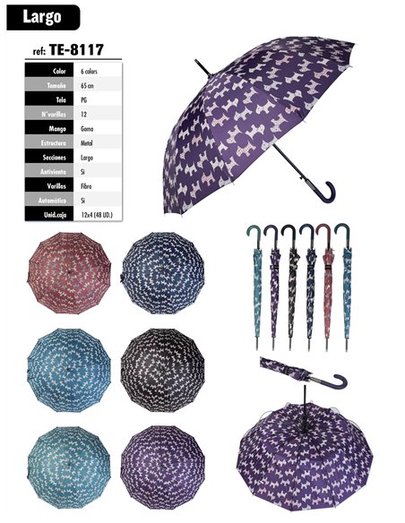 Paraguas largo automático perros silueta