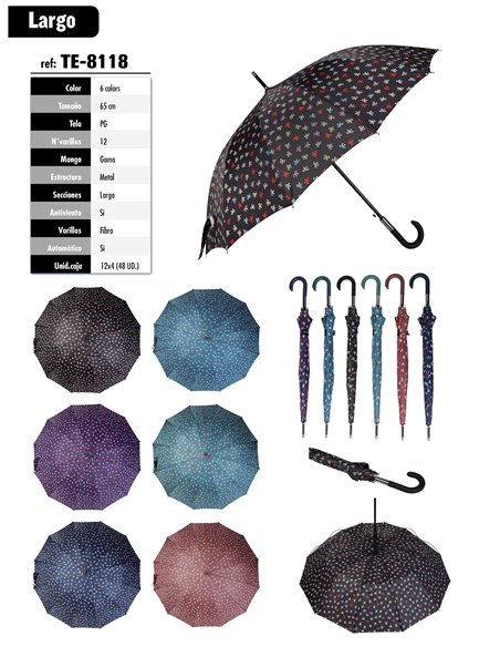 Paraguas largo automático lazos