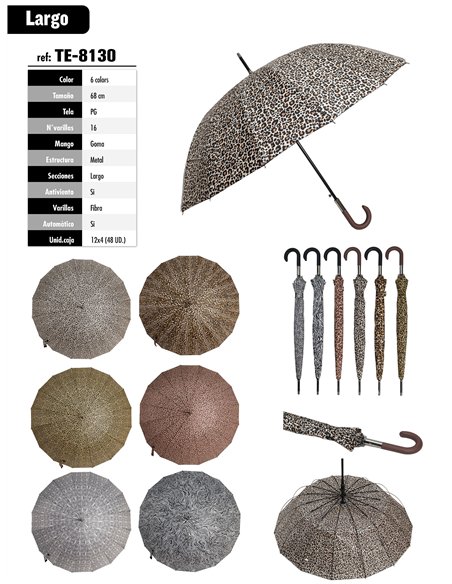 Paraguas largo automático animal print