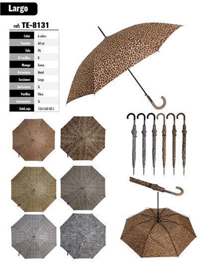 Paraguas largo automático animal print