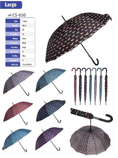 Paraguas largo automático perros dachshund