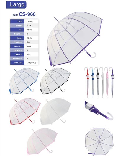 Paraguas largo automático transparente vivos color
