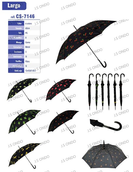 Paraguas largo automático frutas