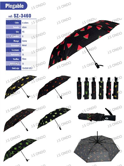 Paraguas plegable automático frutas