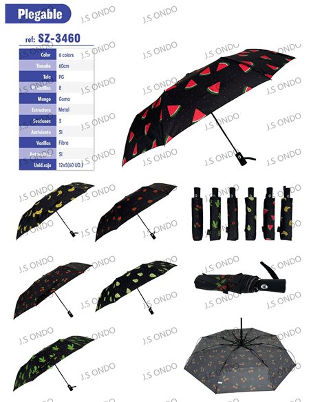 Paraguas plegable automático frutas