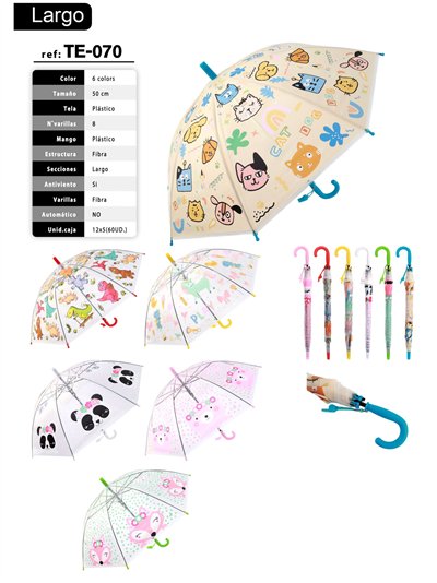 Paraguas largo infantil animalitos doodle