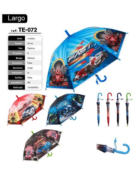 Kids long umbrella racing vehicles