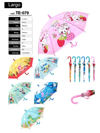 Paraguas largo infantil personajes dulces