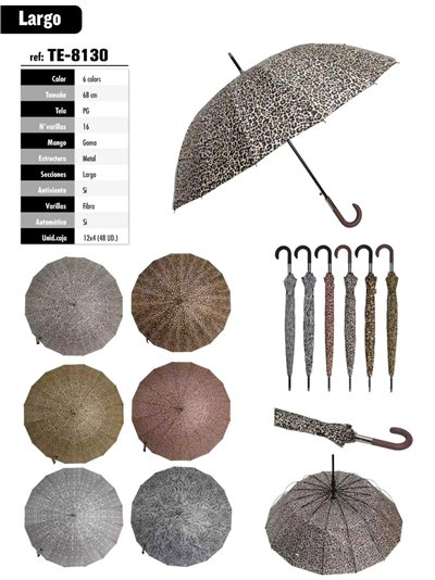 Paraguas largo automático animal print