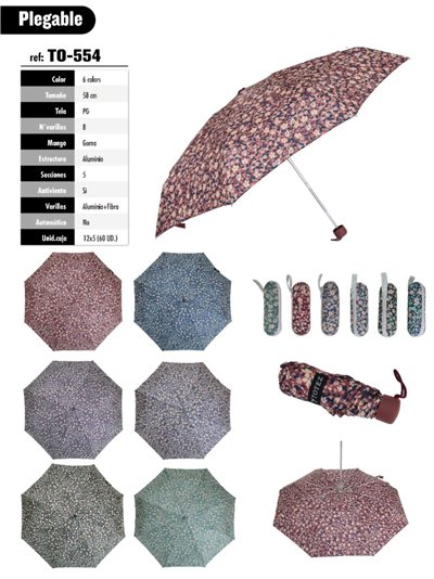 Paraguas plegable compacto flores