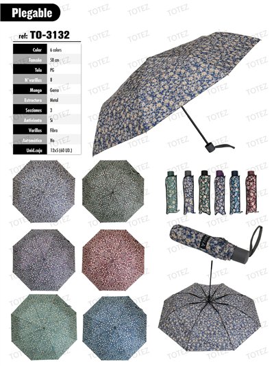 Paraguas plegable microflores