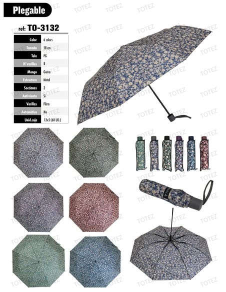 Paraguas plegable microflores