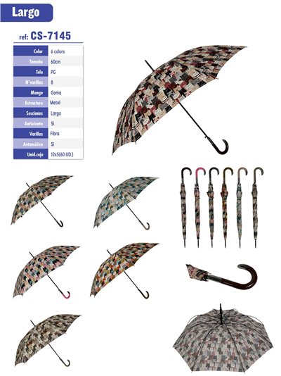 Paraguas largo automático gatos mosaico