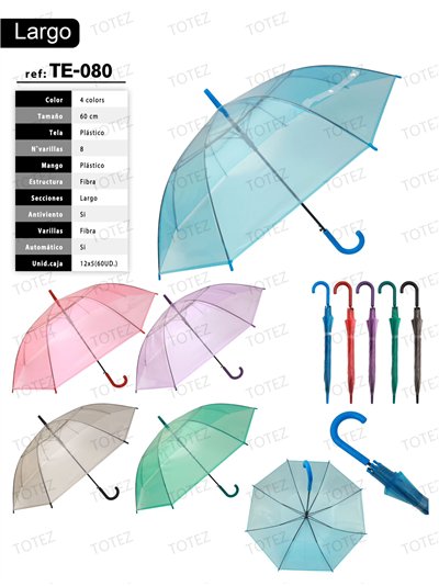 Paraguas largo automático transparente color