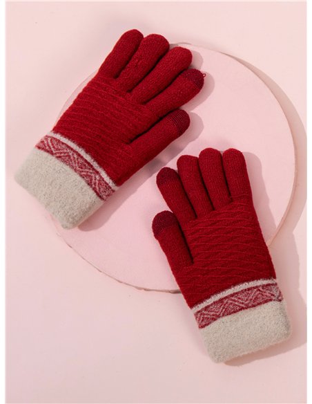 Guantes jacquard con puño contraste