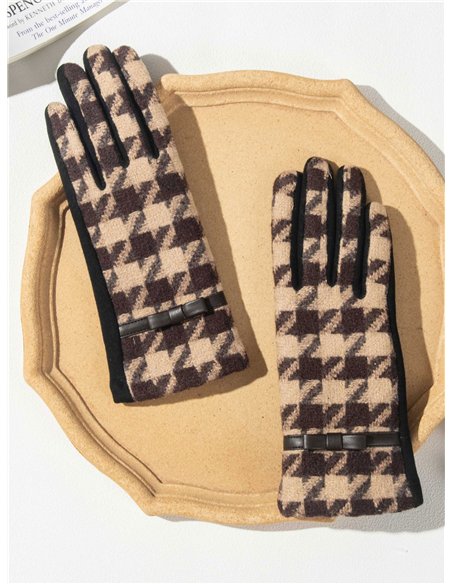 Guantes pata de gallo con hebilla