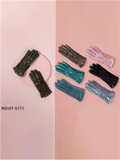 Guantes acolchados con fruncido